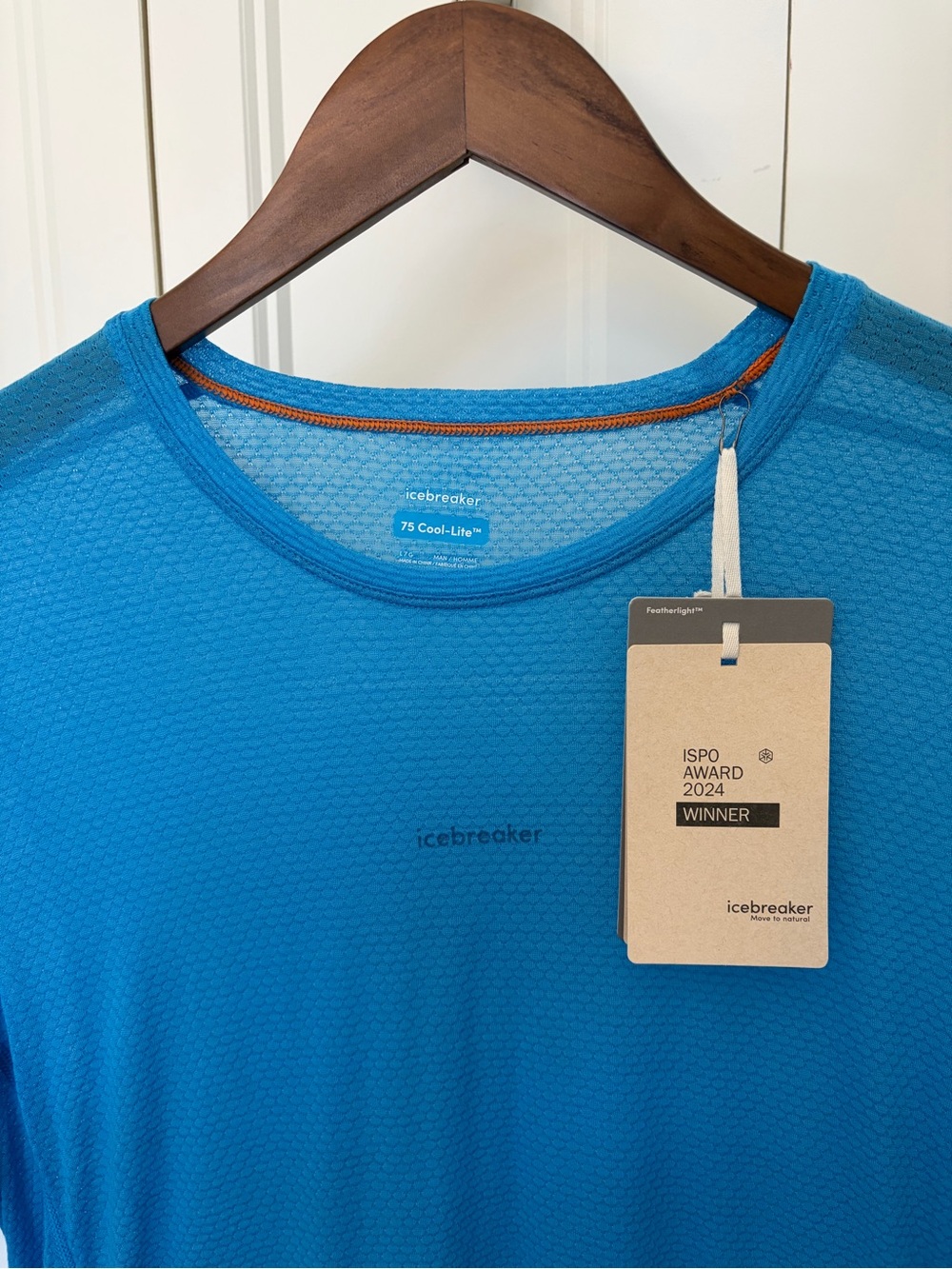 Icebreaker 75 Cool-Lite Blue Short Sleeve Base Layer-wool blend